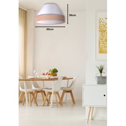 Duolla - Taklampa AVIGNON 3xE27/15W/230V diameter 60 cm vit/brun