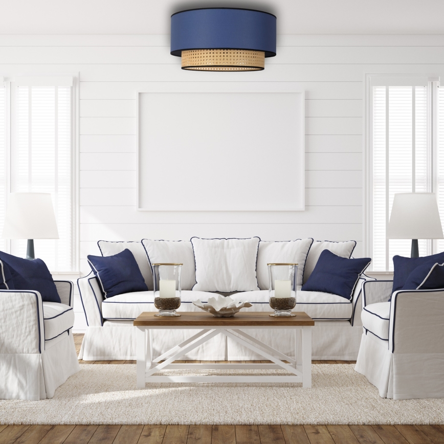 Duolla - Taklampa BOHO 1xE27/15W/230V diameter 45 cm blå/rotting