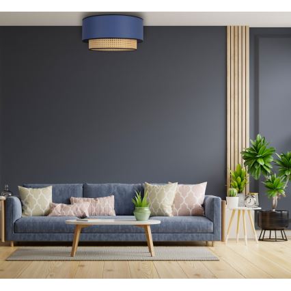 Duolla - Taklampa BOHO 1xE27/15W/230V diameter 45 cm blå/rotting