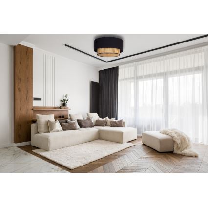 Duolla - Taklampa BOHO 1xE27/15W/230V diameter 45 cm svart/rotting