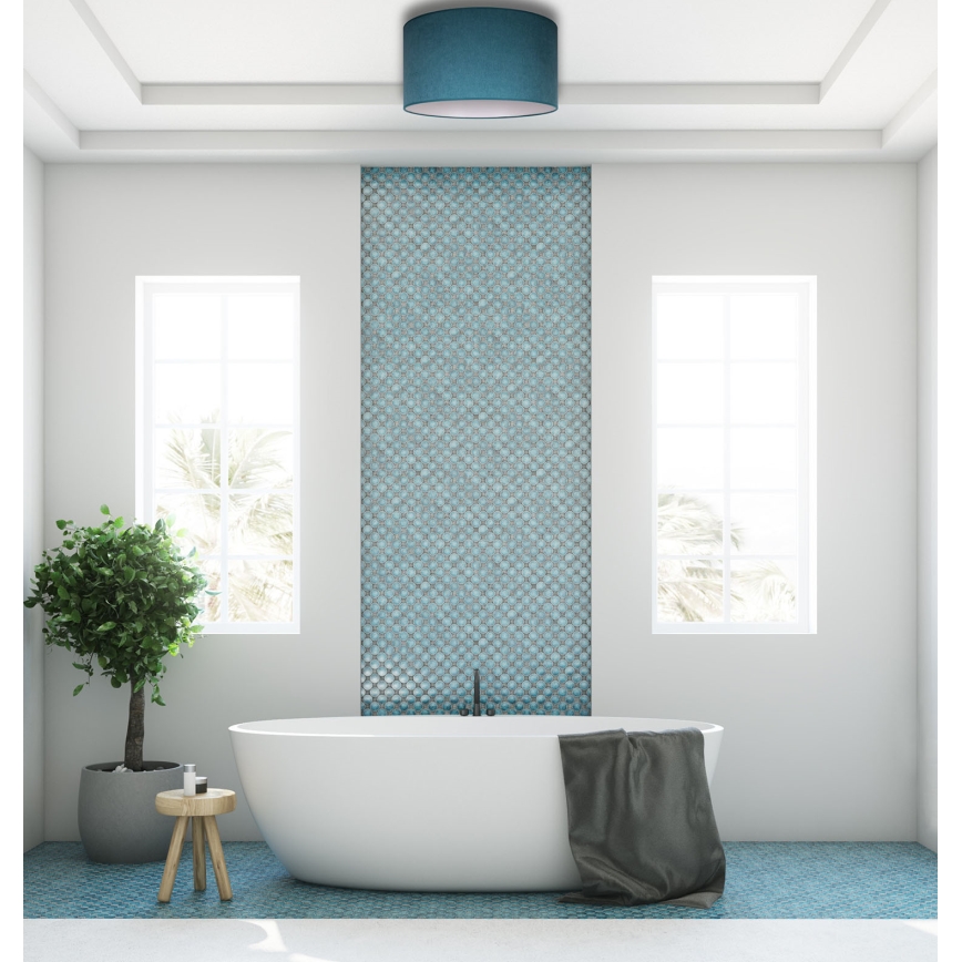 Duolla - Taklampa BRISTOL 1xE27/15W/230V Ø 45 cm turkos/vit