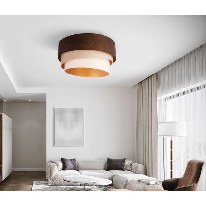 Duolla - Taklampa DEVON 1xE27/40W/230V diameter 45 cm brun/beige