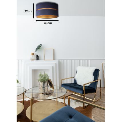 Duolla - Taklampa DUO 1xE27/15W/230V diameter 40 cm blå/guld