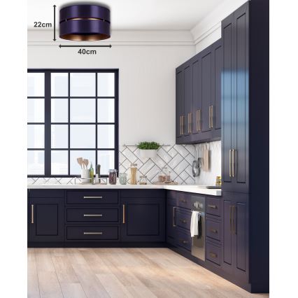 Duolla - Taklampa DUO 1xE27/15W/230V diameter 40 cm blå/guld