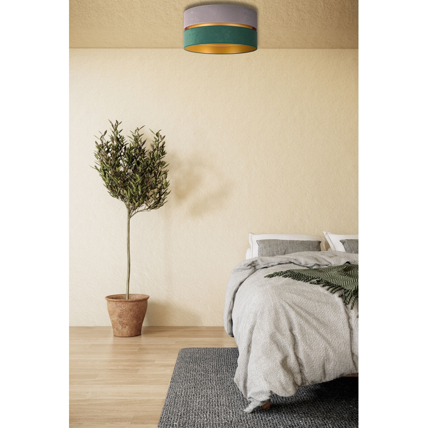 Duolla - Taklampa DUO 1xE27/15W/230V diameter 40 cm grå/grön/guld