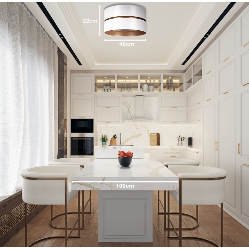 Duolla - Taklampa DUO 1xE27/15W/230V diameter 40 cm vit/guld