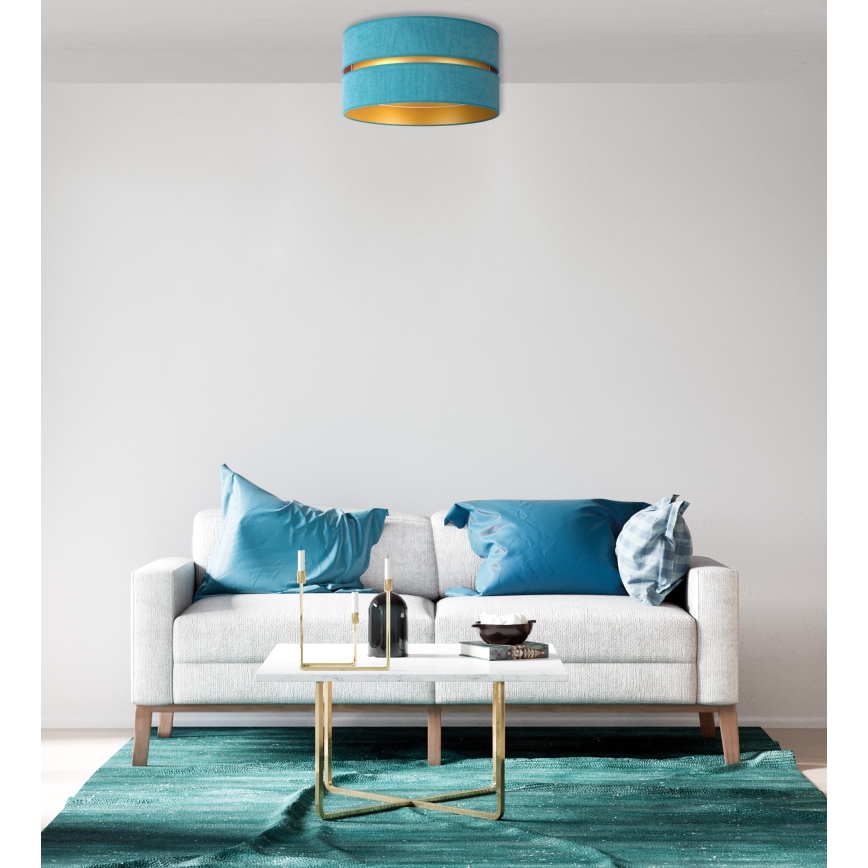 Duolla - Taklampa DUO 1xE27/40W/230V diameter 40 cm turkos/guld