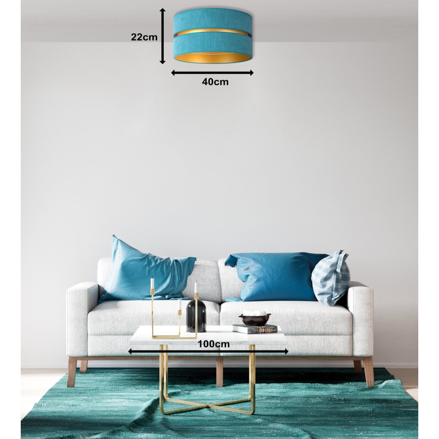 Duolla - Taklampa DUO 1xE27/40W/230V diameter 40 cm turkos/guld