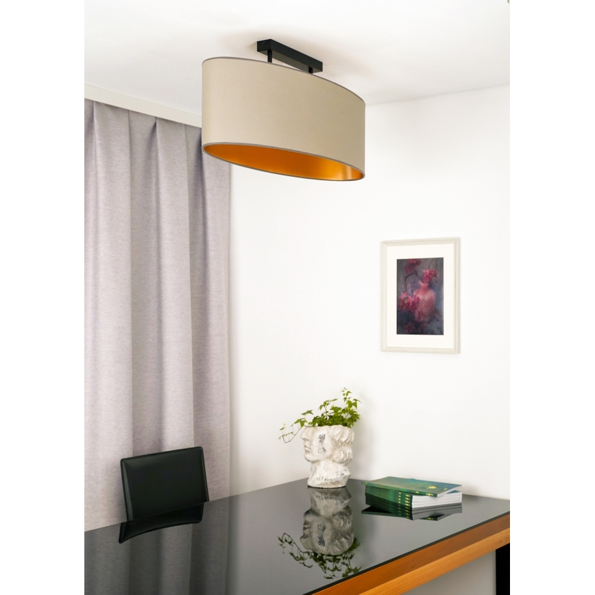 Duolla - Taklampa OVAL VEGAN 2xE27/15W/230V beige