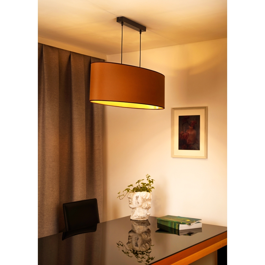 Duolla - Taklampa OVAL VEGAN 2xE27/15W/230V brun