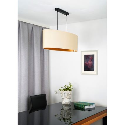 Duolla - Taklampa OVAL VEGAN 2xE27/15W/230V krämvit