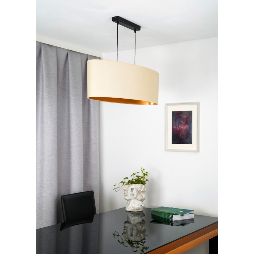 Duolla - Taklampa OVAL VEGAN 2xE27/15W/230V krämvit