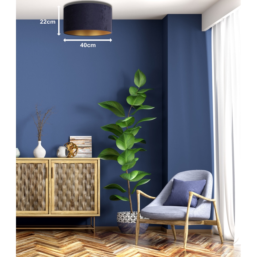 Duolla - Taklampa ROLLER 1xE27/15W/230V Ø 40 cm blå/guld