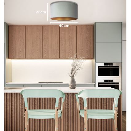 Duolla - Taklampa ROLLER 1xE27/15W/230V Ø 40 cm ljusgrön/guld