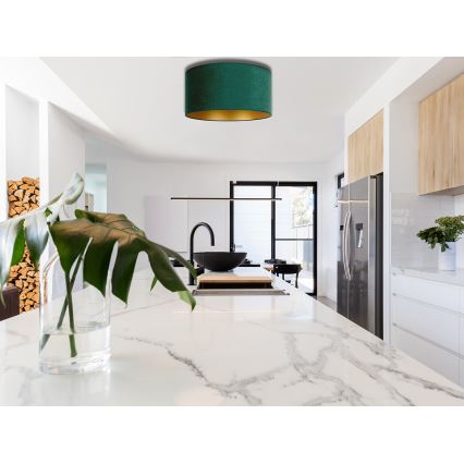 Duolla - Taklampa ROLLER 1xE27/15W/230V Ø 40 cm mörkgrön/guld