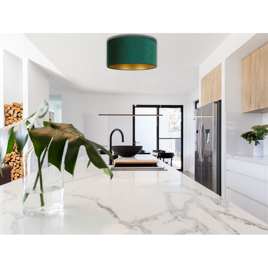 Duolla - Taklampa ROLLER 1xE27/15W/230V Ø 40 cm mörkgrön/guld