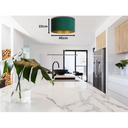 Duolla - Taklampa ROLLER 1xE27/15W/230V Ø 40 cm mörkgrön/guld