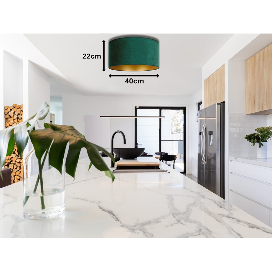 Duolla - Taklampa ROLLER 1xE27/15W/230V Ø 40 cm mörkgrön/guld