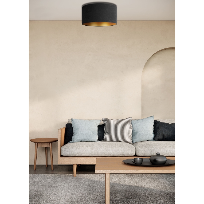 Duolla - Taklampa ROLLER 1xE27/15W/230V Ø 40 cm svart/guld