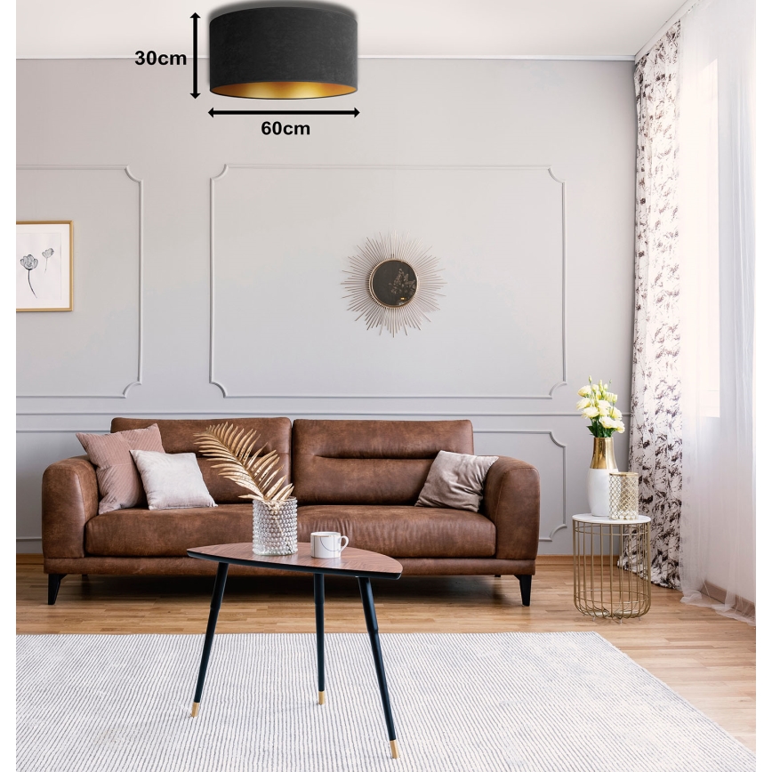 Duolla - Taklampa ROLLER 3xE27/15W/230V Ø 60 cm svart/guld