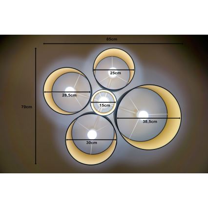 Duolla - Taklampa ROLLER PENTO 5xE27/60W/230V antracit