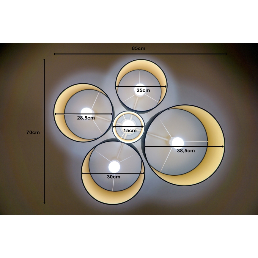 Duolla - Taklampa ROLLER PENTO 5xE27/60W/230V antracit