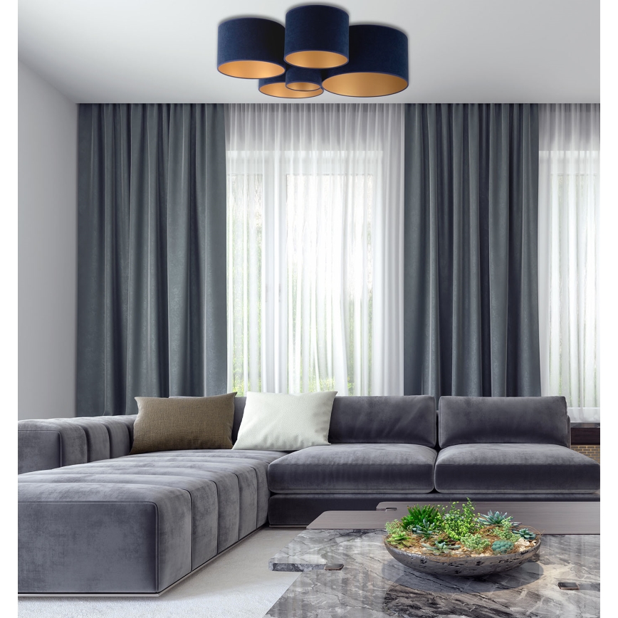 Duolla - Taklampa ROLLER PENTO 5xE27/60W/230V blå