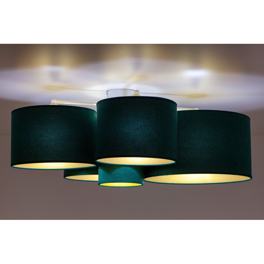 Duolla - Taklampa ROLLER PENTO 5xE27/60W/230V grön/guld