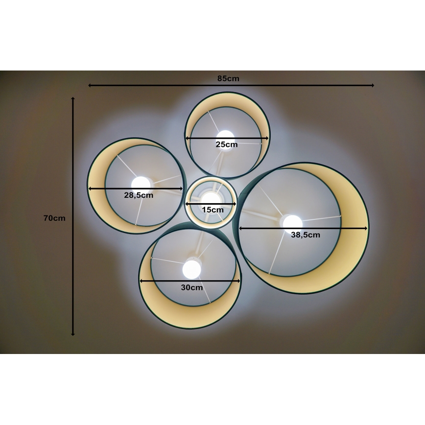 Duolla - Taklampa ROLLER PENTO 5xE27/60W/230V grön/guld