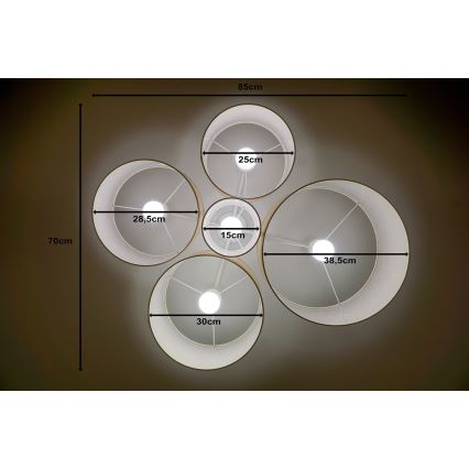 Duolla - Taklampa ROLLER PENTO 5xE27/60W/230V guld