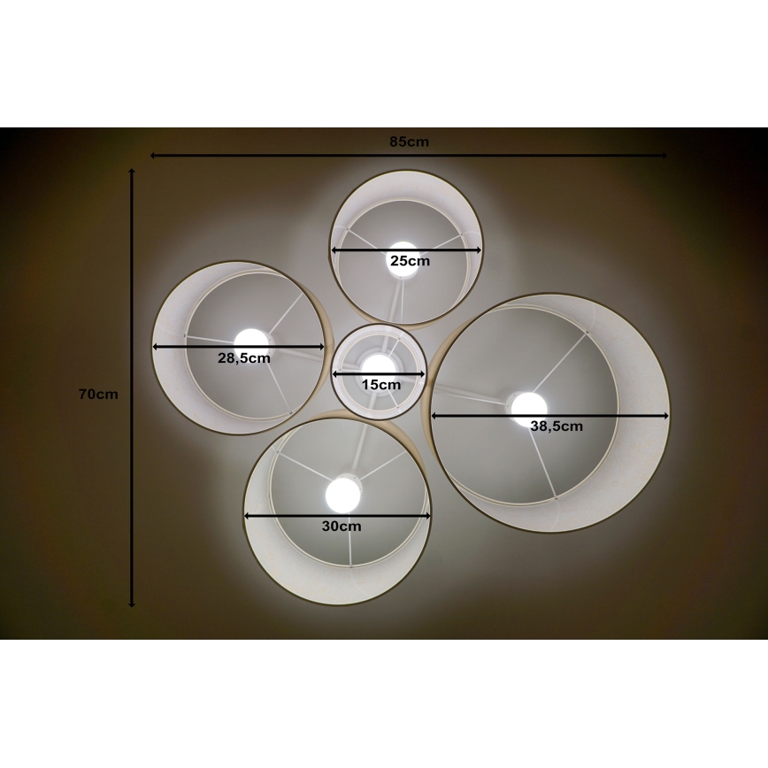 Duolla - Taklampa ROLLER PENTO 5xE27/60W/230V guld