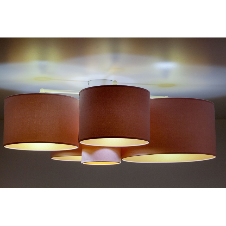 Duolla - Taklampa ROLLER PENTO 5xE27/60W/230V rosa