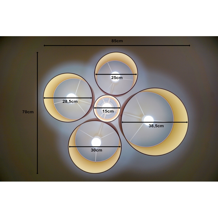 Duolla - Taklampa ROLLER PENTO 5xE27/60W/230V rosa