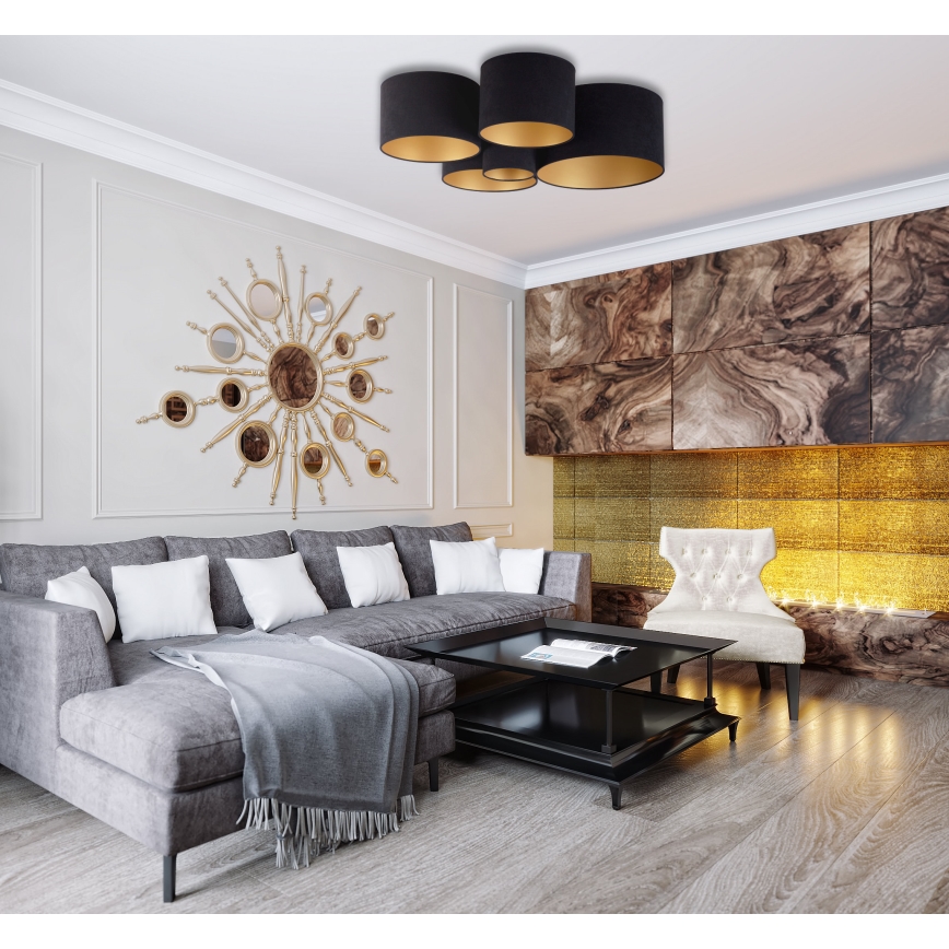 Duolla - Taklampa ROLLER PENTO 5xE27/60W/230V svart/guld