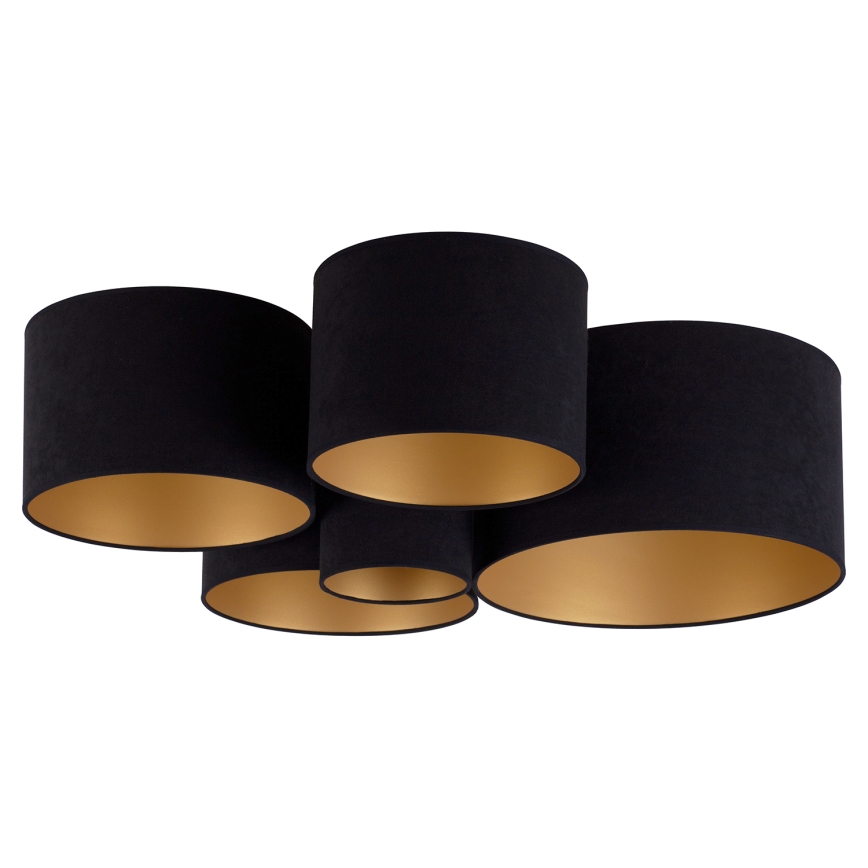 Duolla - Taklampa ROLLER PENTO 5xE27/60W/230V svart/guld