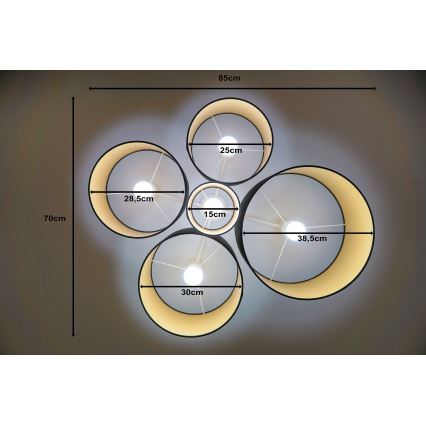 Duolla - Taklampa ROLLER PENTO 5xE27/60W/230V svart/guld