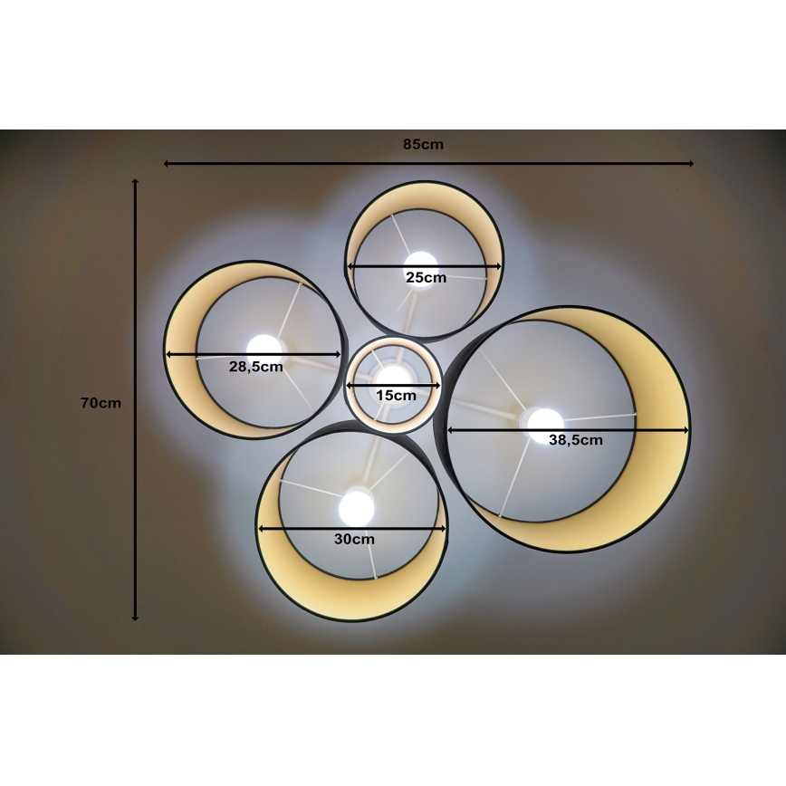 Duolla - Taklampa ROLLER PENTO 5xE27/60W/230V svart/guld