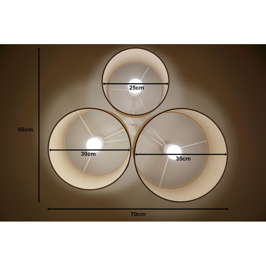 Duolla - Taklampa ROLLER TRIO 3xE27/60W/230V beige