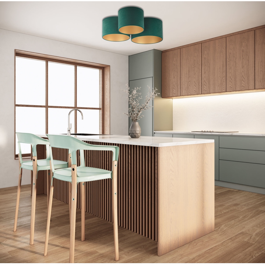 Duolla - Taklampa ROLLER TRIO 3xE27/60W/230V grön/guld