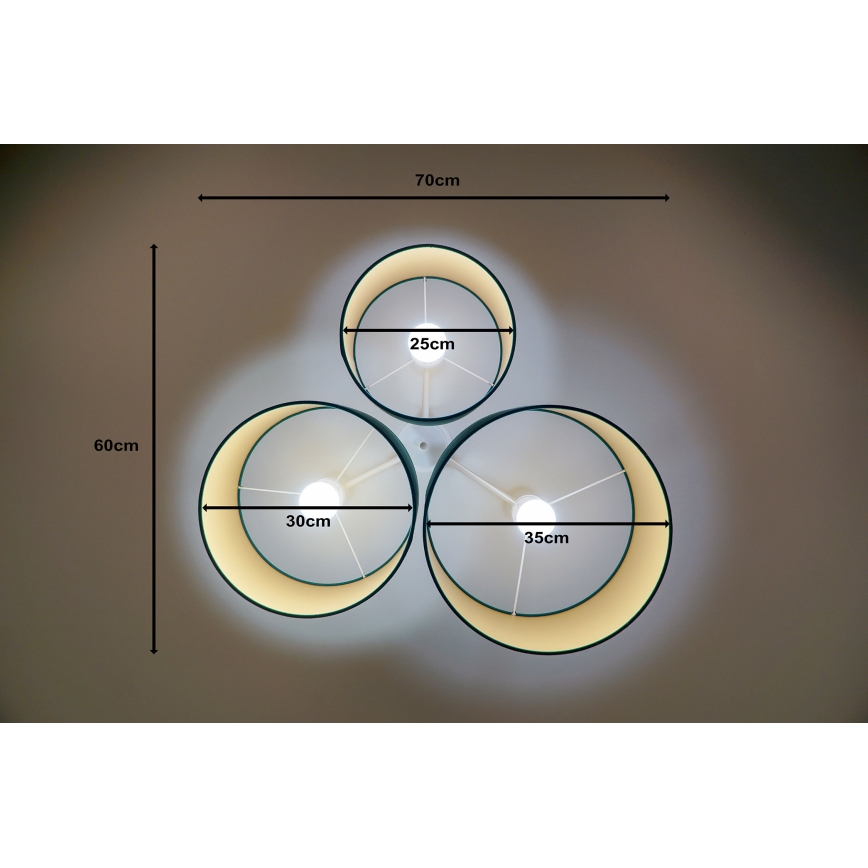 Duolla - Taklampa ROLLER TRIO 3xE27/60W/230V grön/guld