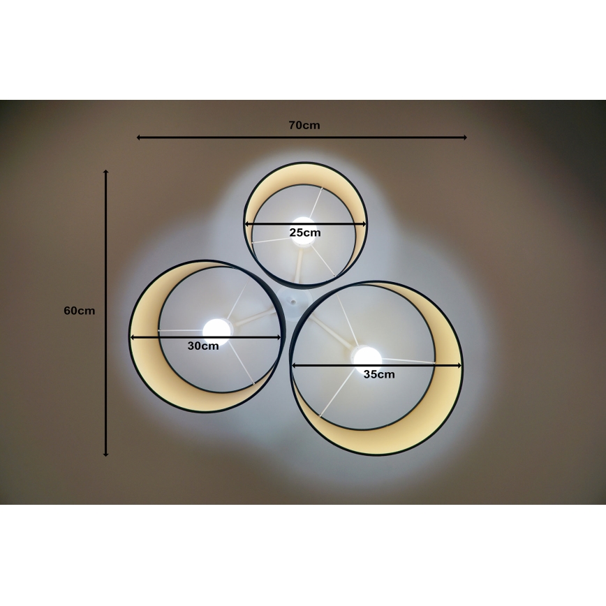 Duolla - Taklampa ROLLER TRIO 3xE27/60W/230V svart/guld