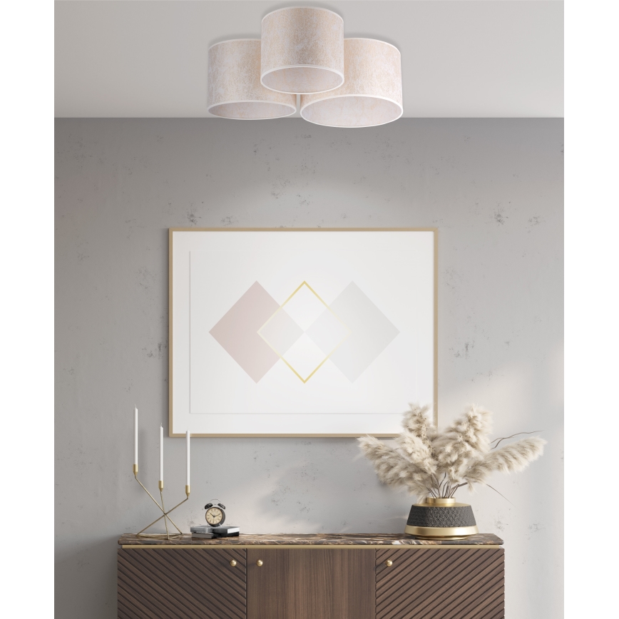 Duolla - Taklampa ROLLER TRIO 3xE27/60W/230V vit/guld