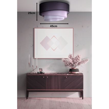 Duolla - Taklampa TRIO 1xE27/15W/230V diameter 45 cm svart/rosa/silver