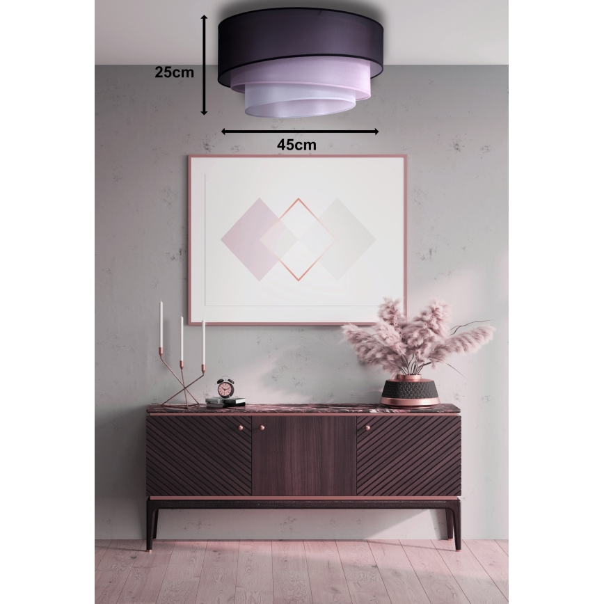 Duolla - Taklampa TRIO 1xE27/15W/230V diameter 45 cm svart/rosa/silver