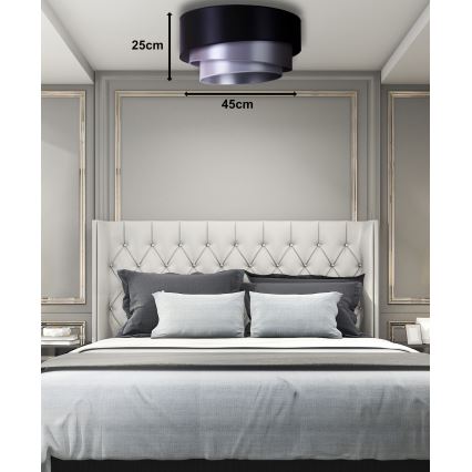 Duolla - Taklampa TRIO 1xE27/15W/230V diameter 45 cm svart/silver