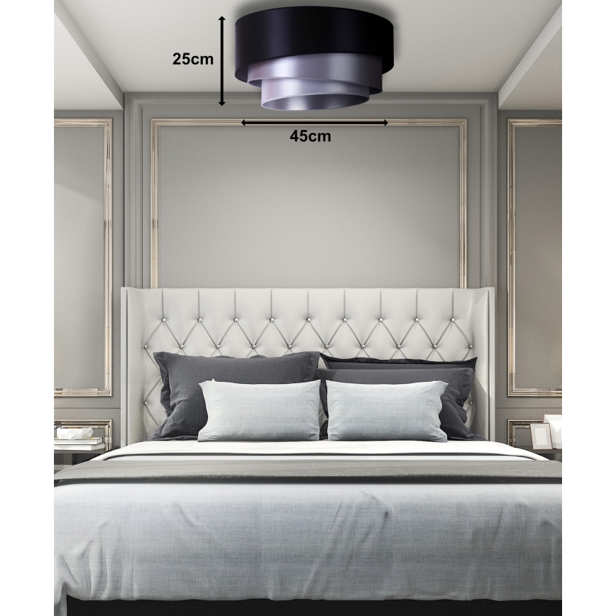 Duolla - Taklampa TRIO 1xE27/15W/230V diameter 45 cm svart/silver