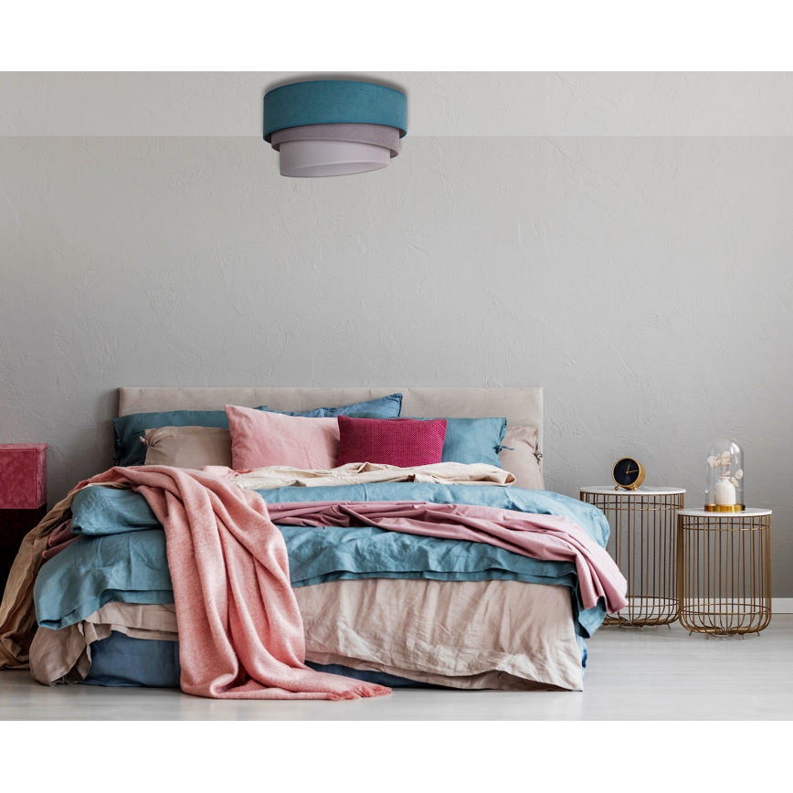 Duolla - Taklampa TRIO 1xE27/15W/230V Ø 45 cm turkos/grå/vit