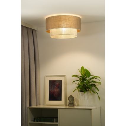 Duolla - Taklampa YUTE BOHO 3xE27/15W/230V diameter 60 cm brun/grädde