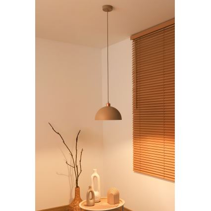 Duolla - Takpendel IRONLINE med vajer 1xE27/15W/230V Ø 27 cm beige/koppar