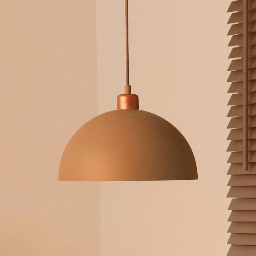 Duolla - Takpendel IRONLINE med vajer 1xE27/15W/230V Ø 27 cm beige/koppar